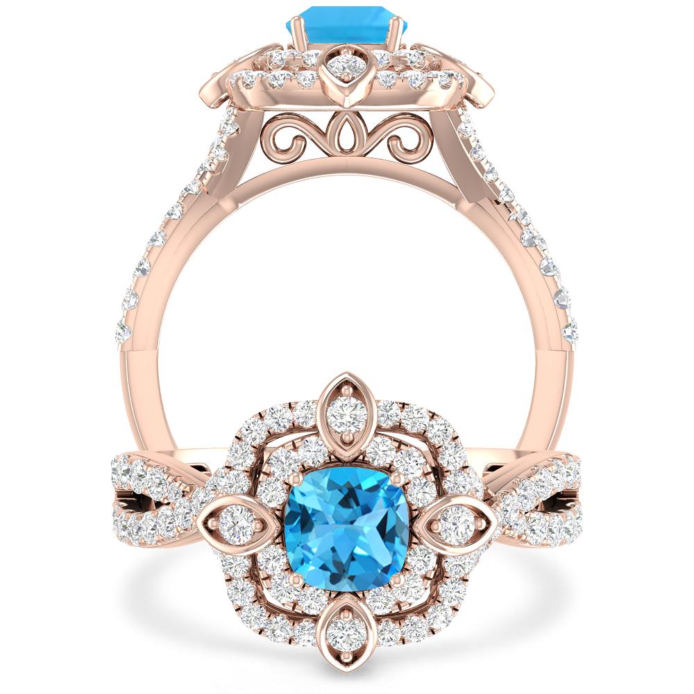 Rose Gold - Blue Topaz