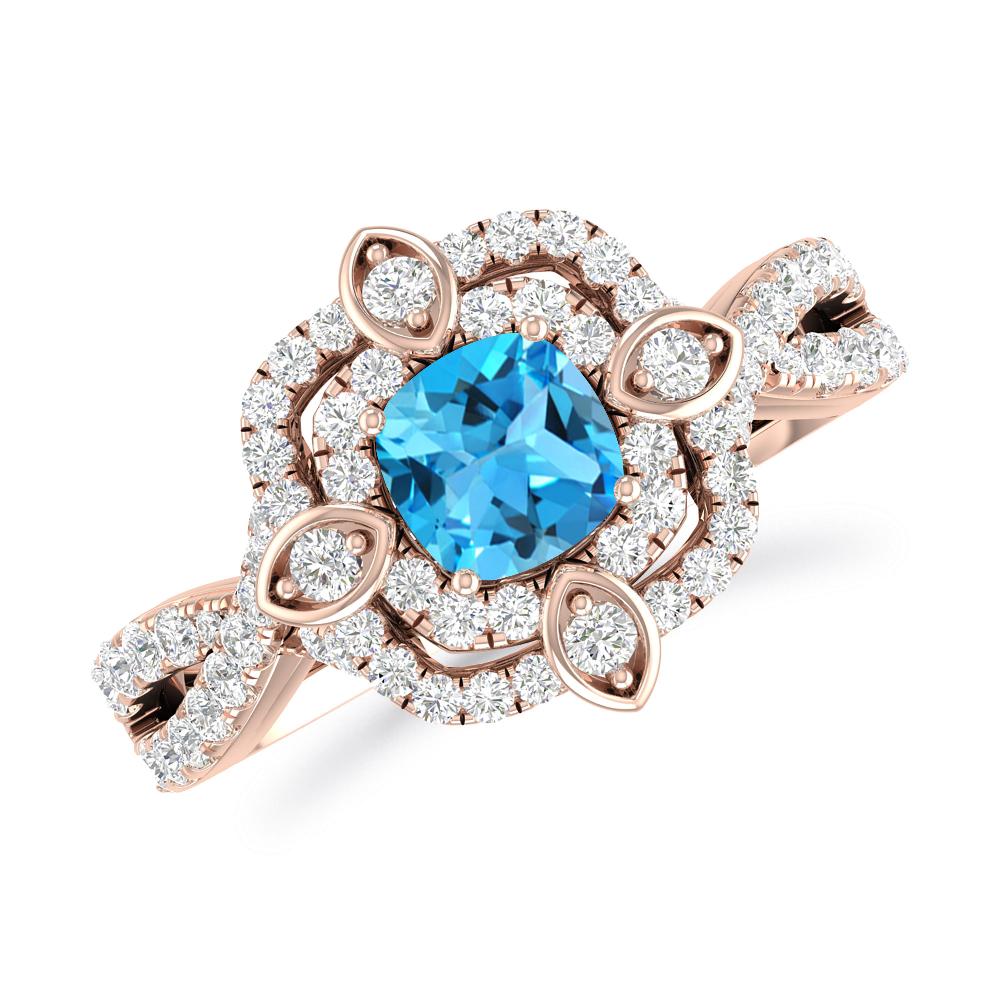 Rose Gold - Blue Topaz