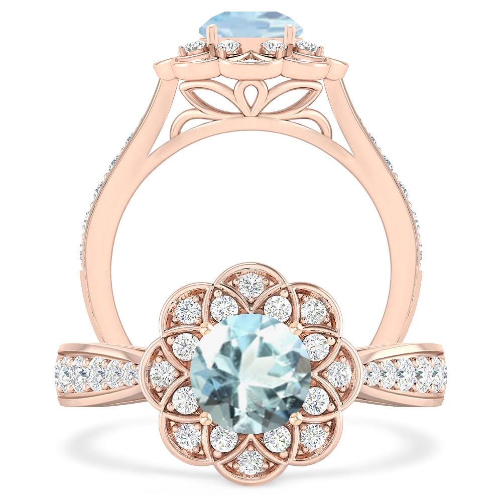 Rose Gold - Aquamarine