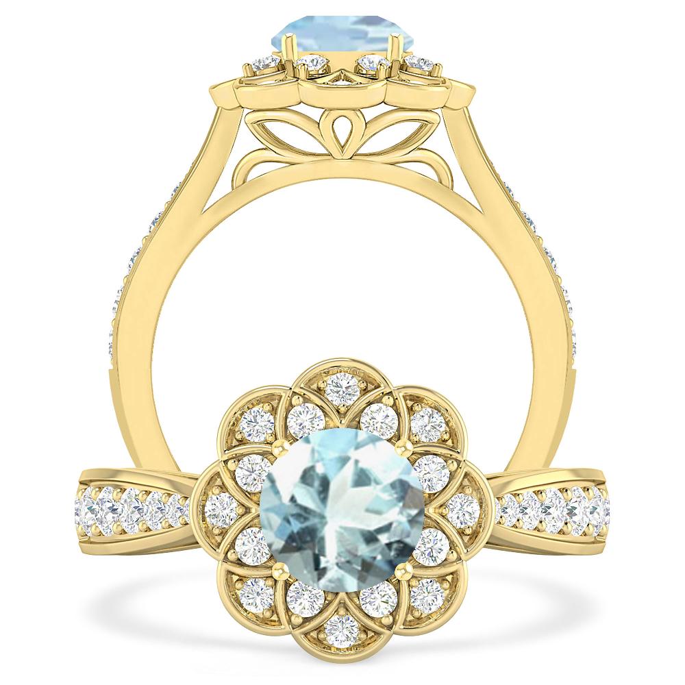 Yellow Gold - Aquamarine