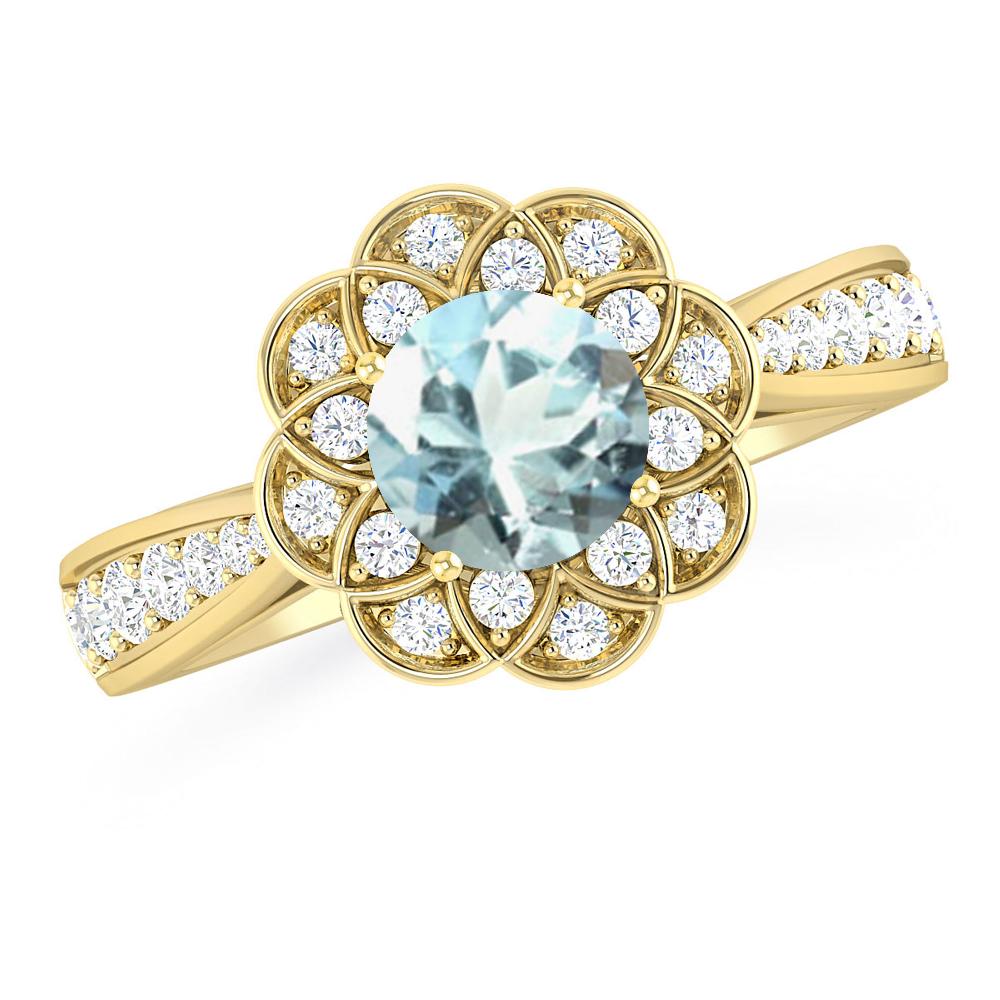 Yellow Gold - Aquamarine
