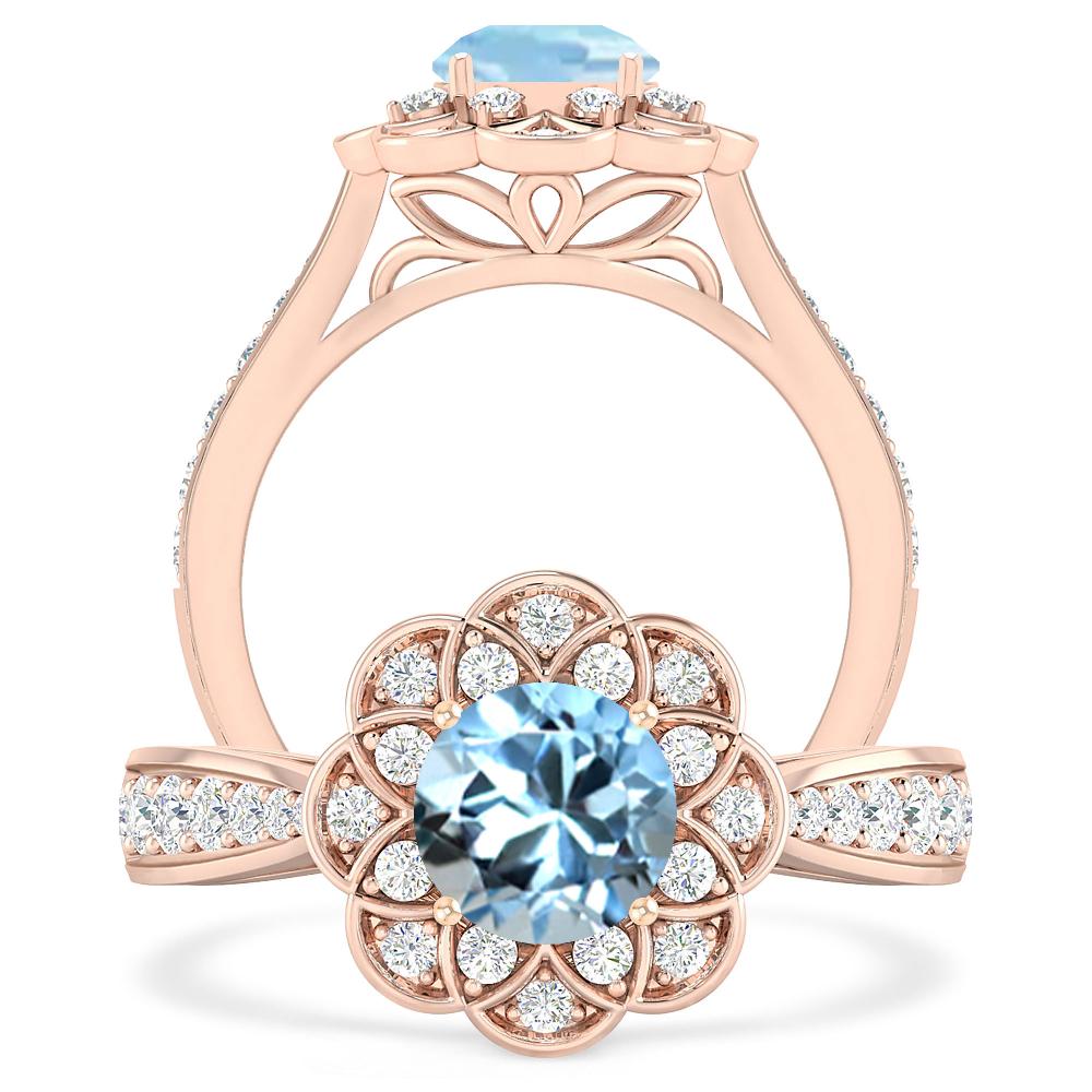 Rose Gold - Aquamarine