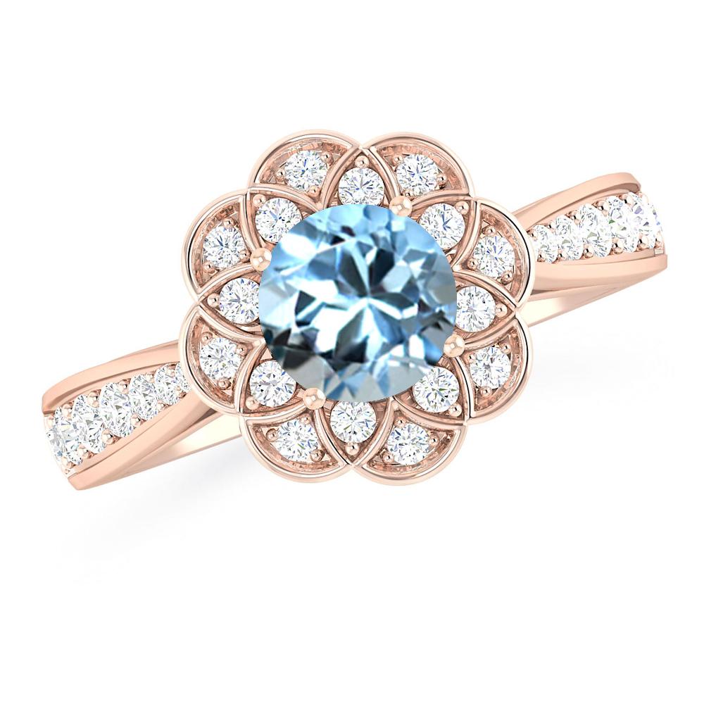 Rose Gold - Aquamarine