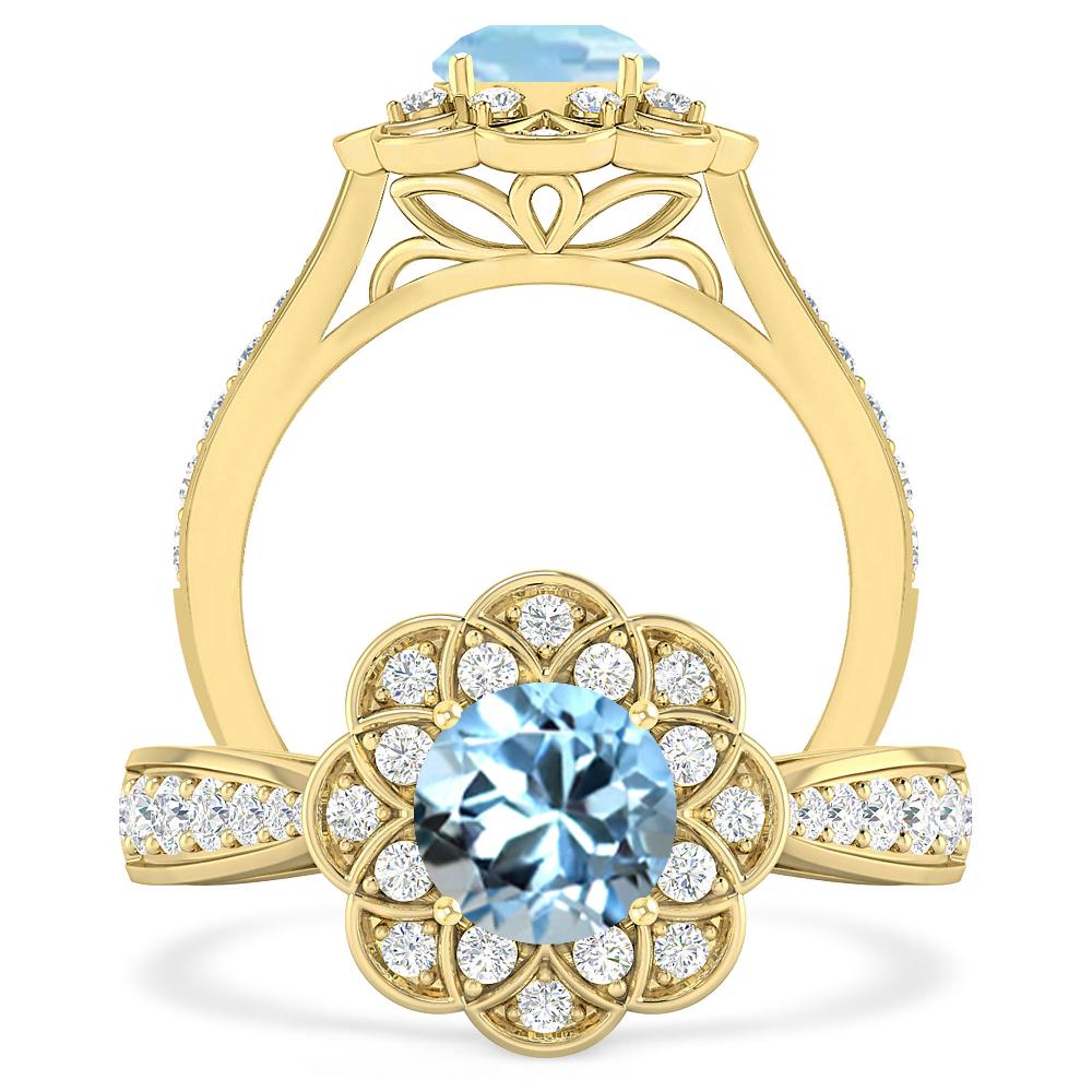 Yellow Gold - Aquamarine