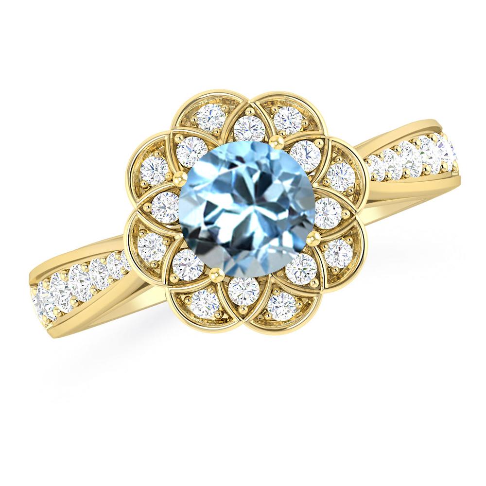 Yellow Gold - Aquamarine