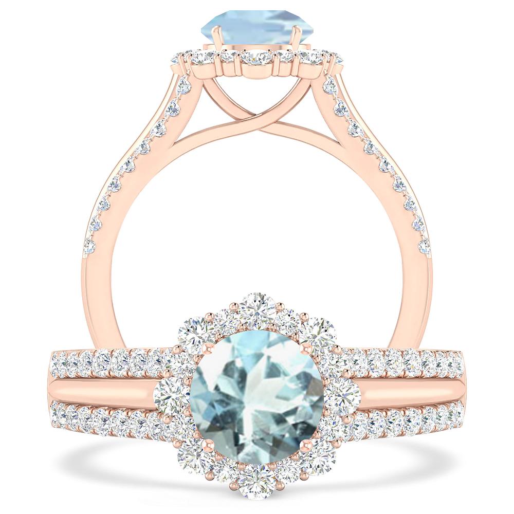 Rose Gold - Aquamarine