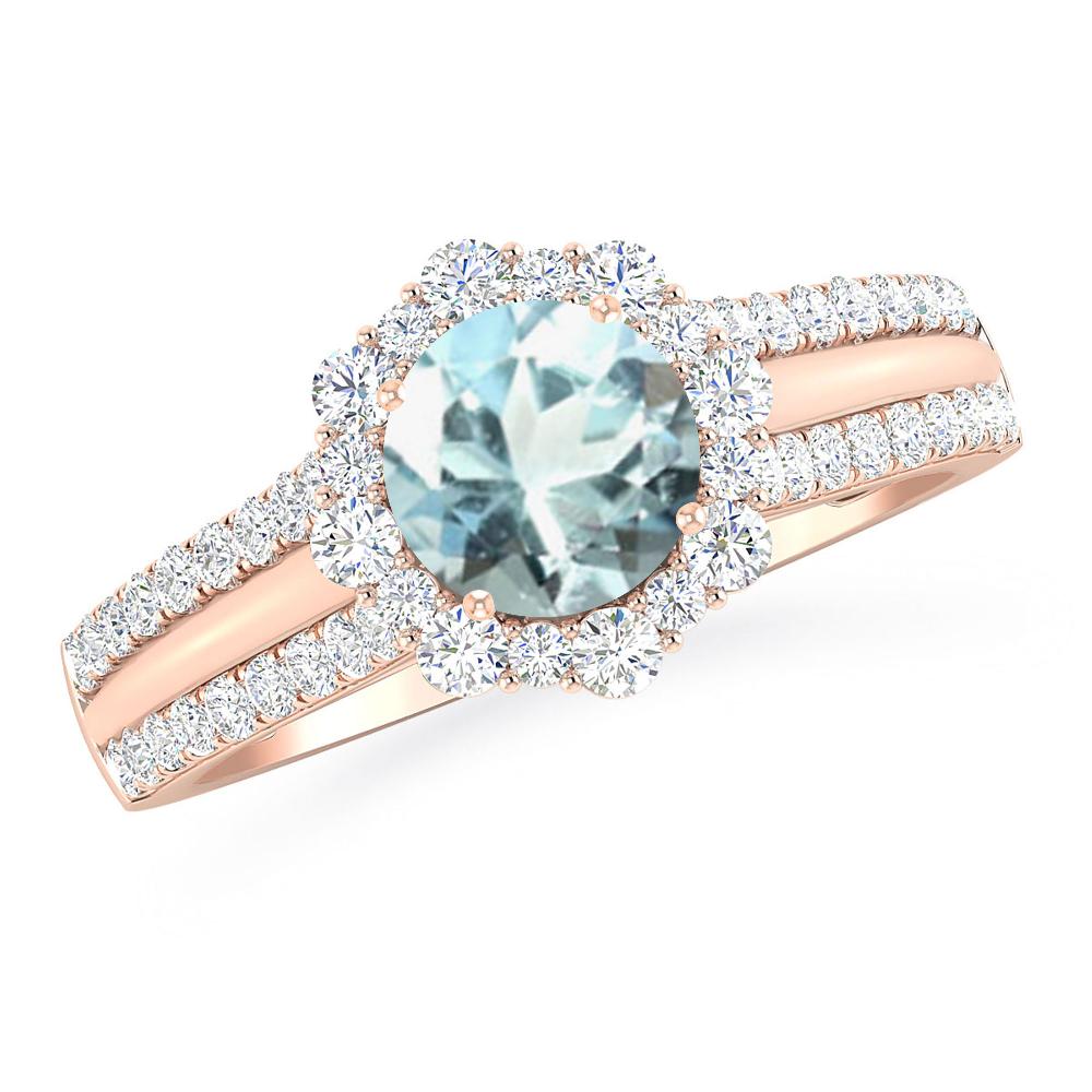 Rose Gold - Aquamarine