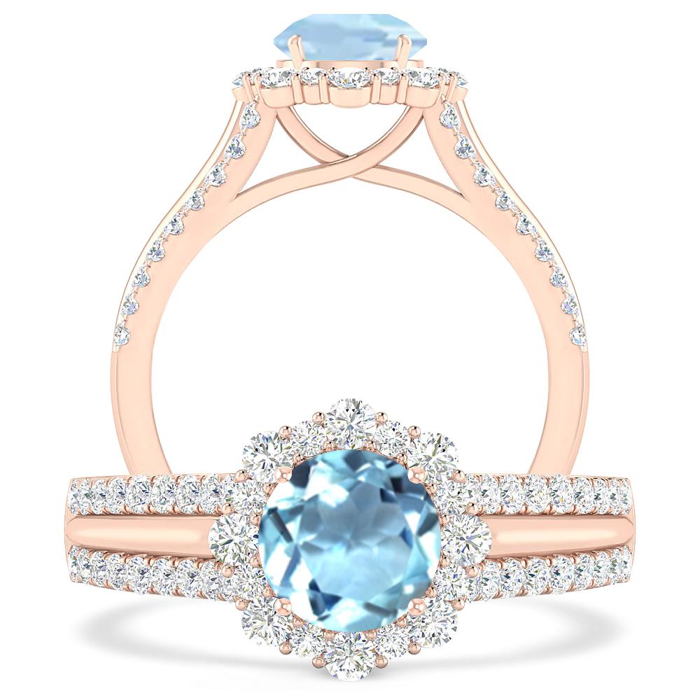 Rose Gold - Aquamarine