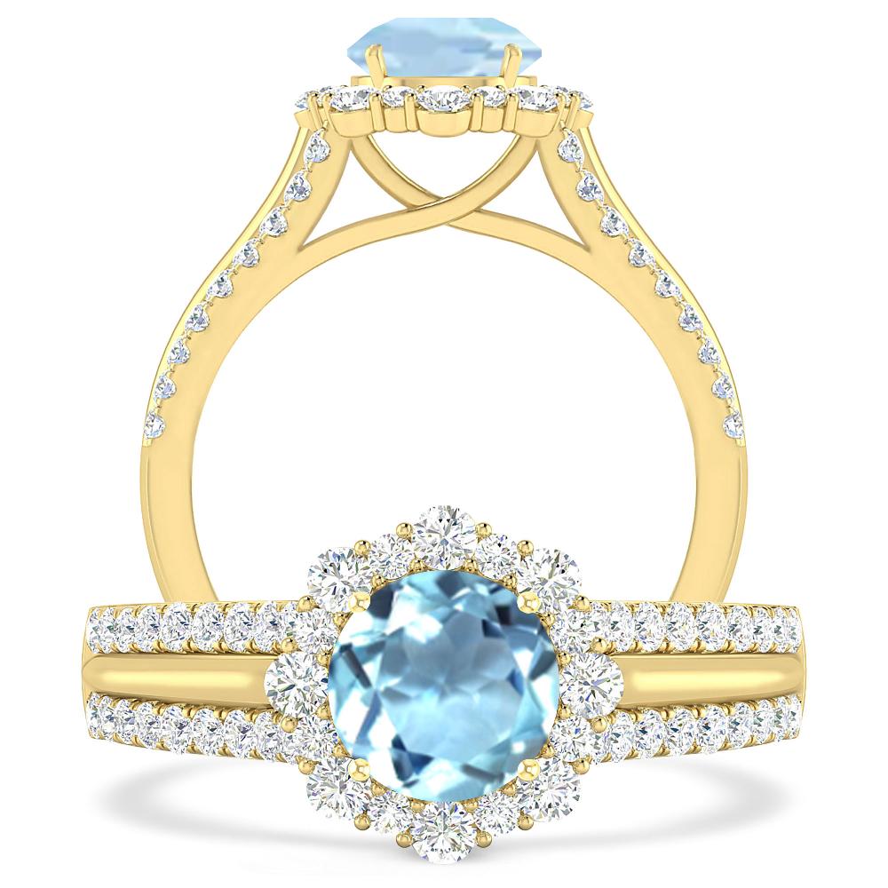 Yellow Gold - Aquamarine