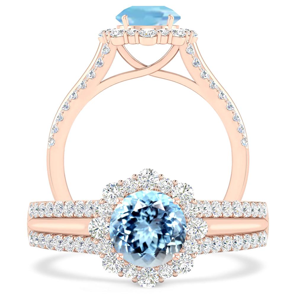 Rose Gold - Aquamarine