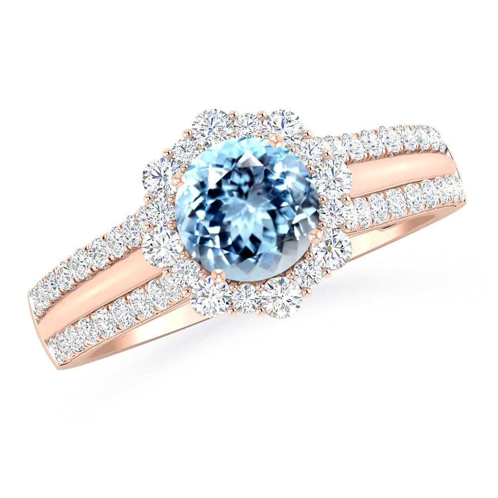 Rose Gold - Aquamarine