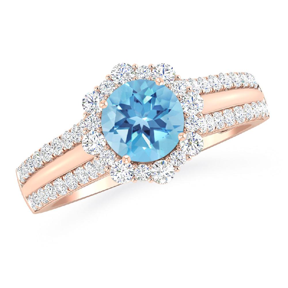 Rose Gold - Blue Topaz