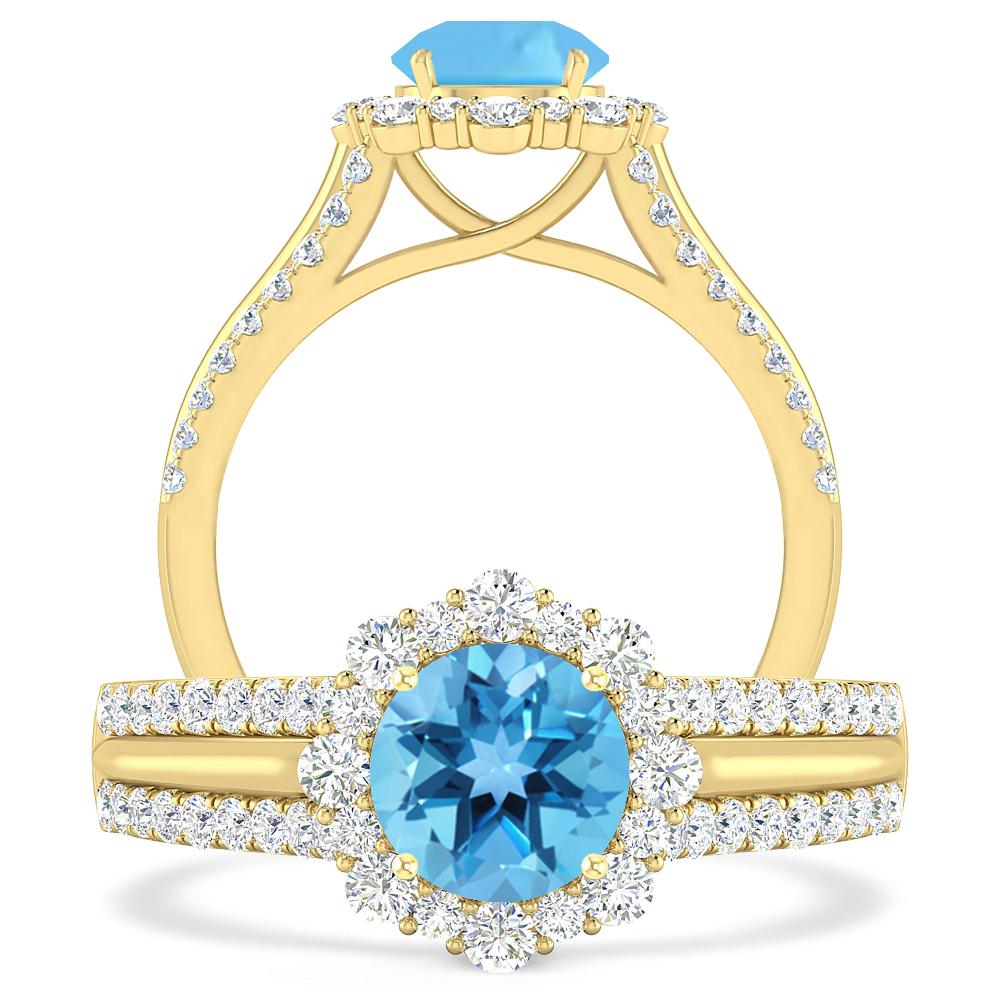 Yellow Gold - Blue Topaz