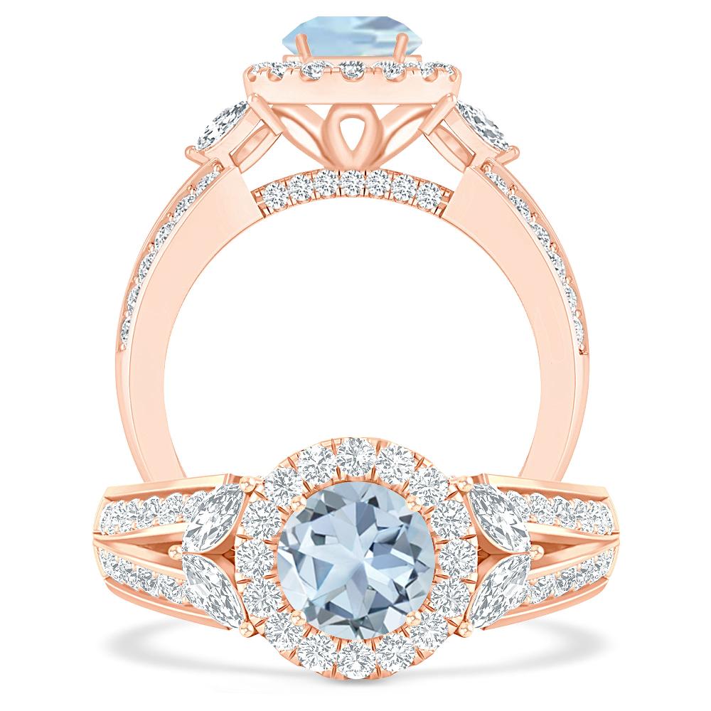 Rose Gold - Aquamarine