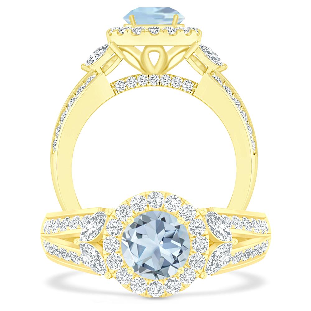 Yellow Gold - Aquamarine