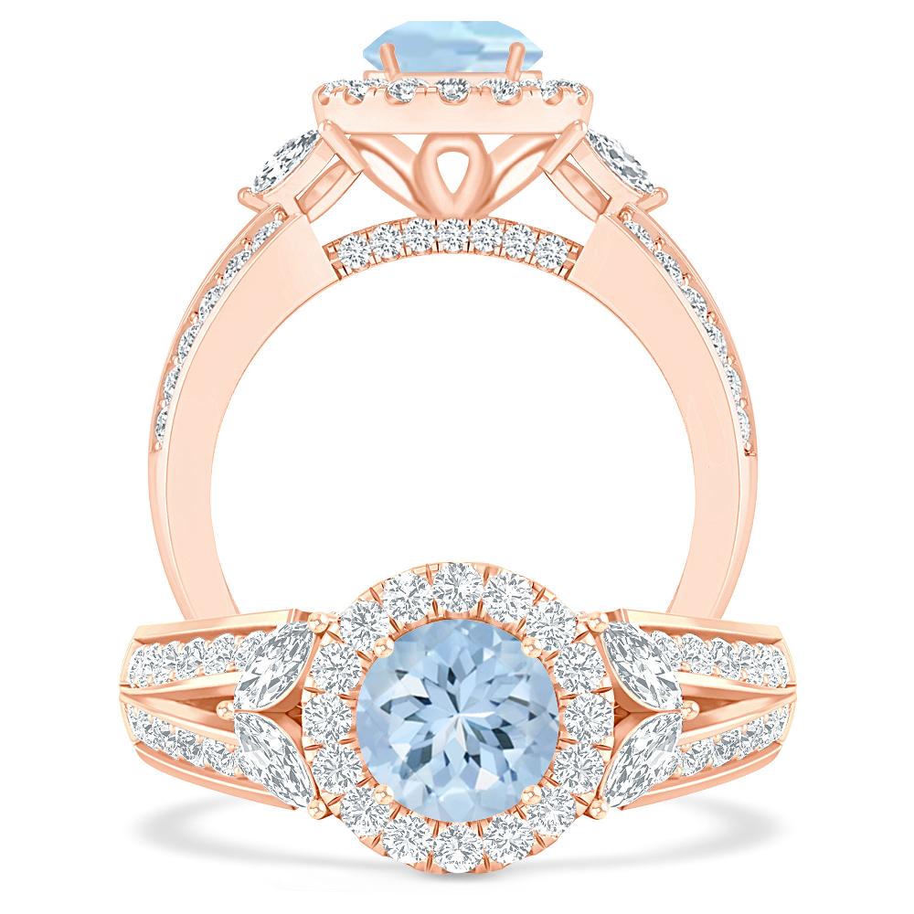 Rose Gold - Aquamarine