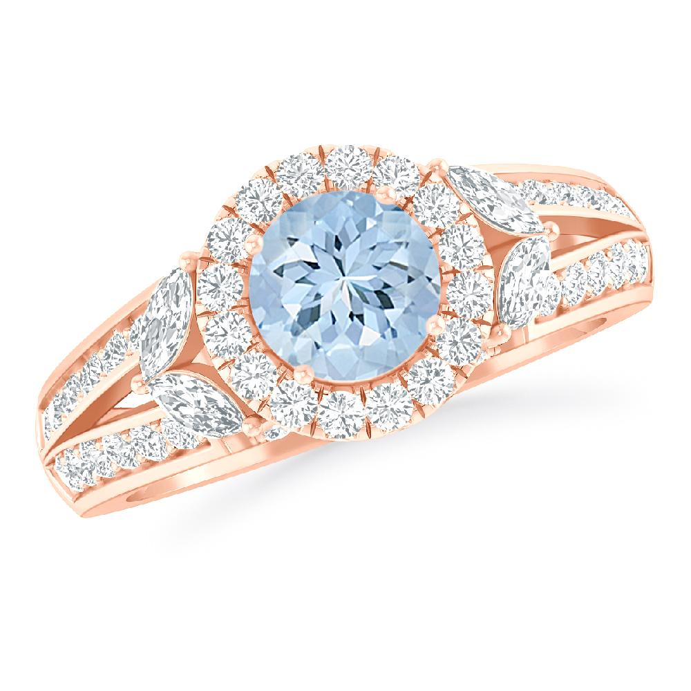 Rose Gold - Aquamarine