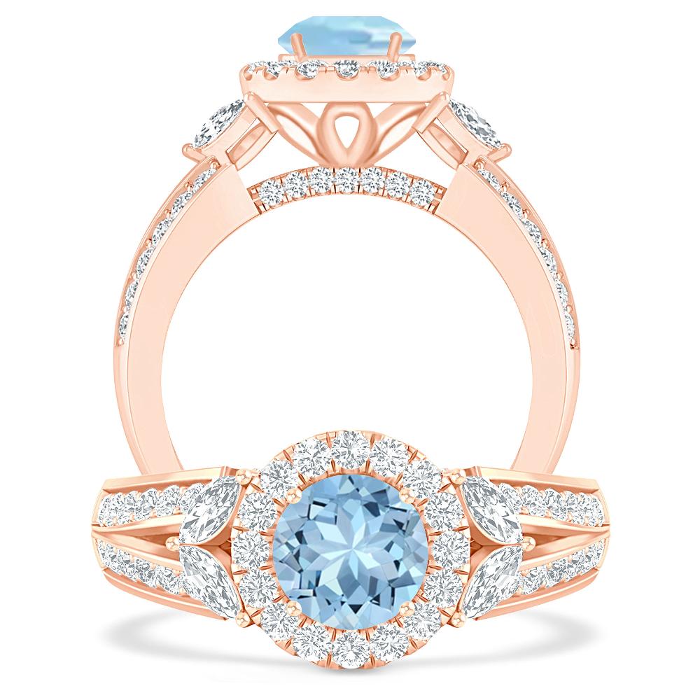 Rose Gold - Aquamarine