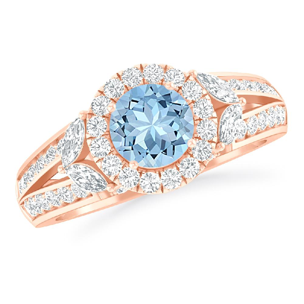 Rose Gold - Aquamarine