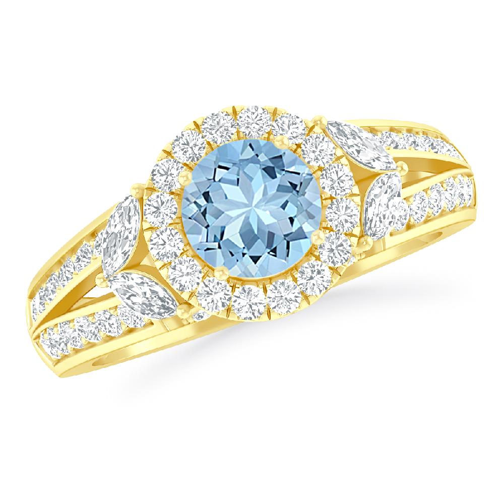 Yellow Gold - Aquamarine