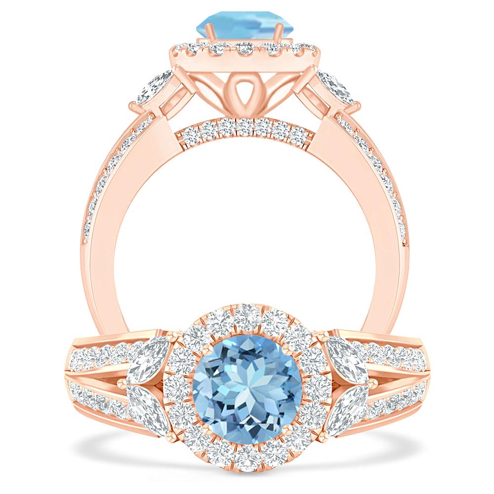 Rose Gold - Aquamarine