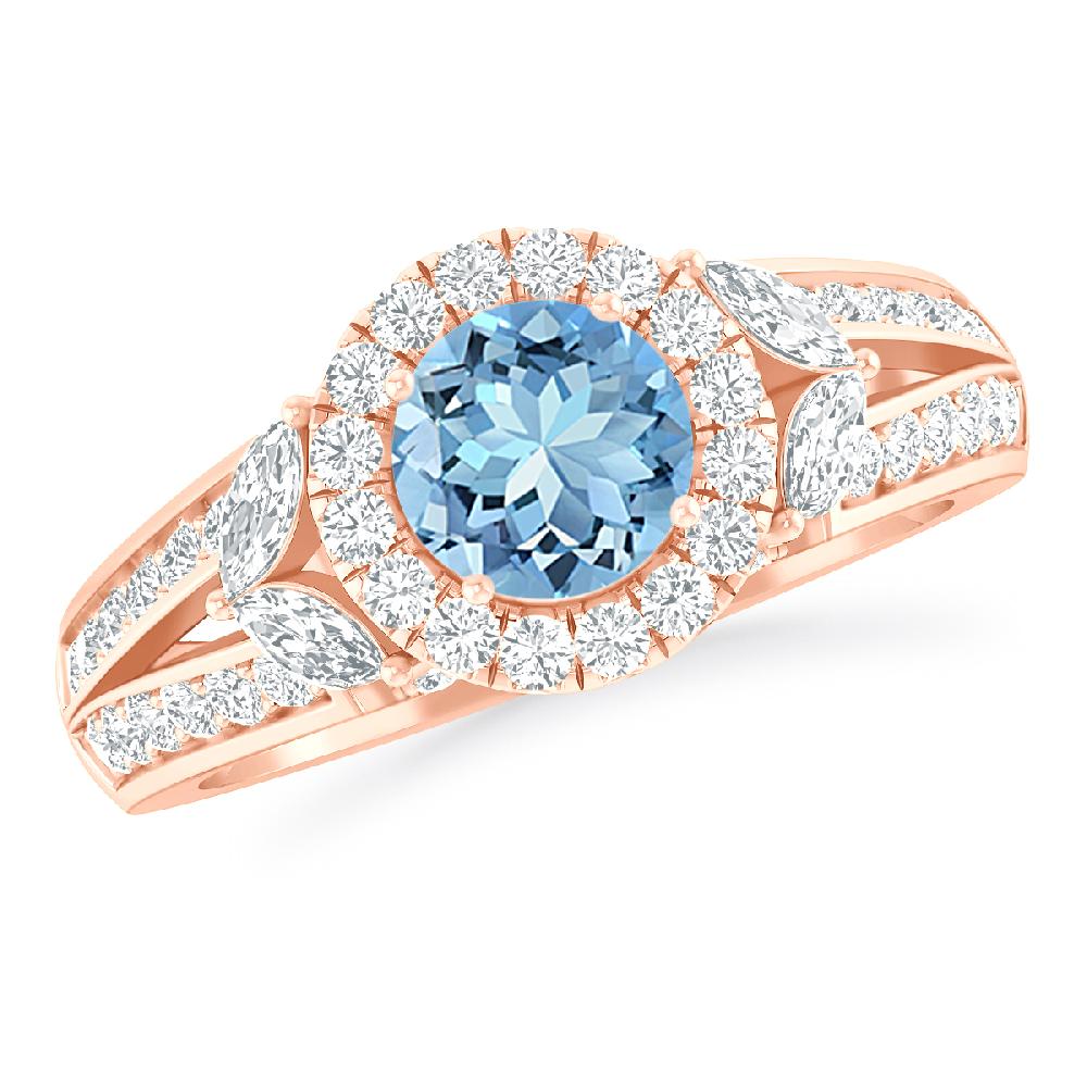 Rose Gold - Aquamarine