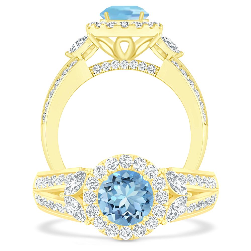 Yellow Gold - Aquamarine