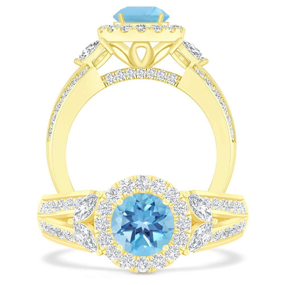 Yellow Gold - Blue Topaz