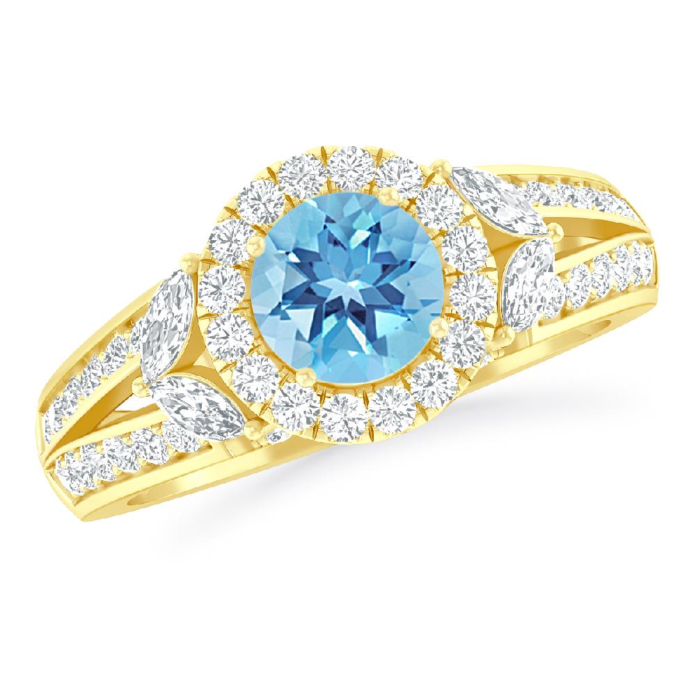 Yellow Gold - Blue Topaz