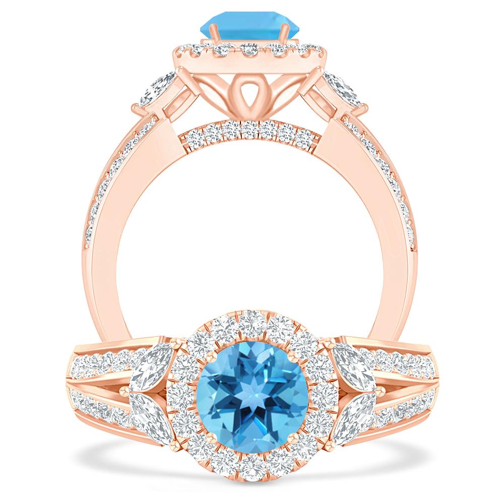 Rose Gold - Blue Topaz