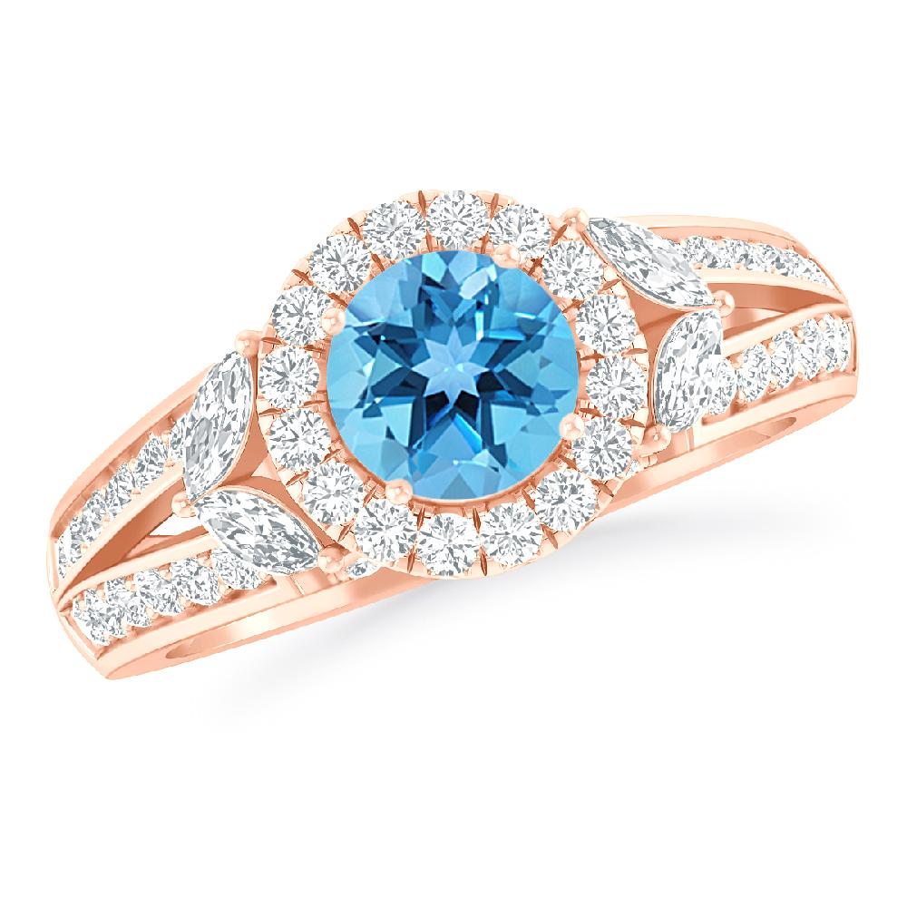 Rose Gold - Blue Topaz