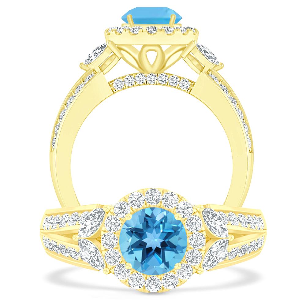 Yellow Gold - Blue Topaz