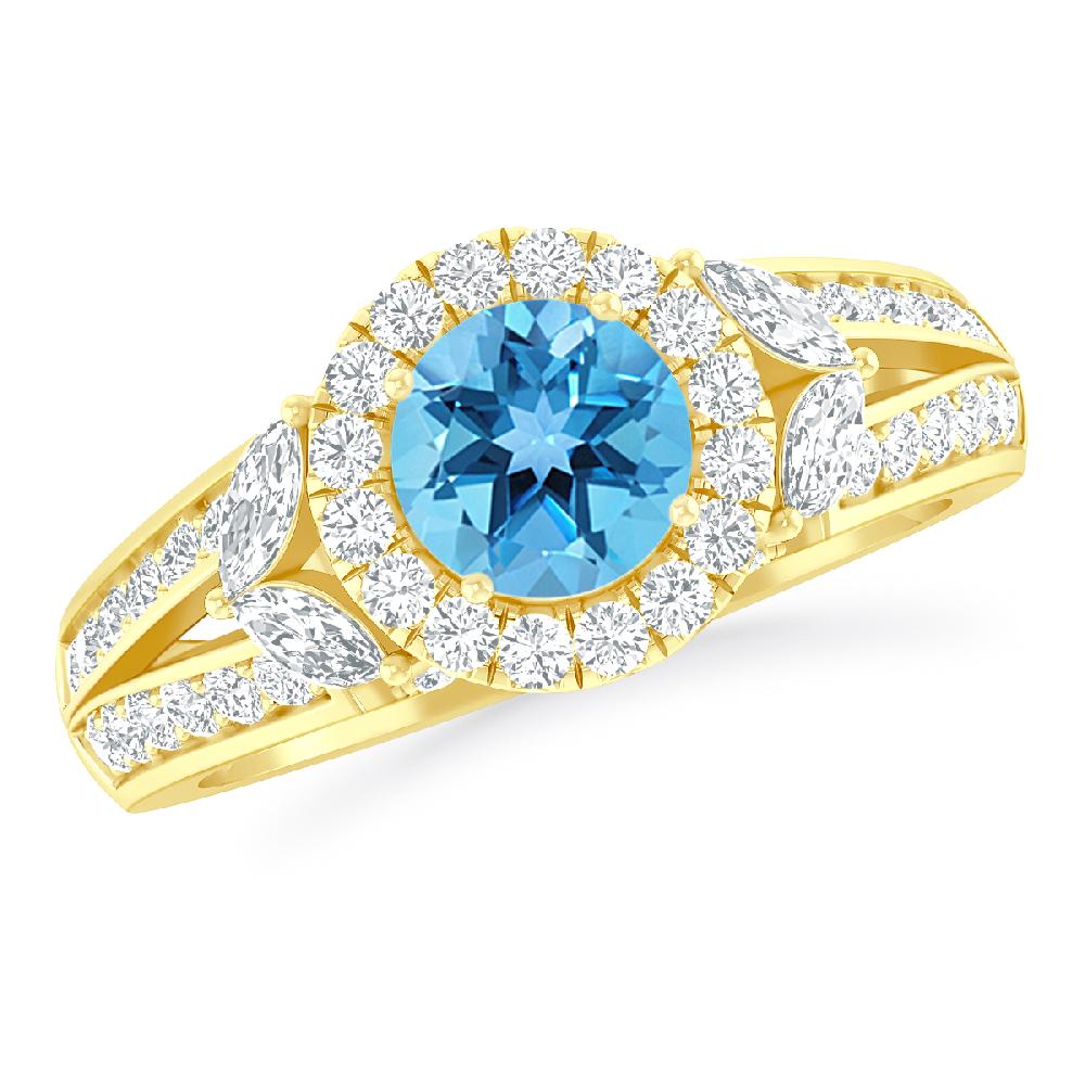 Yellow Gold - Blue Topaz