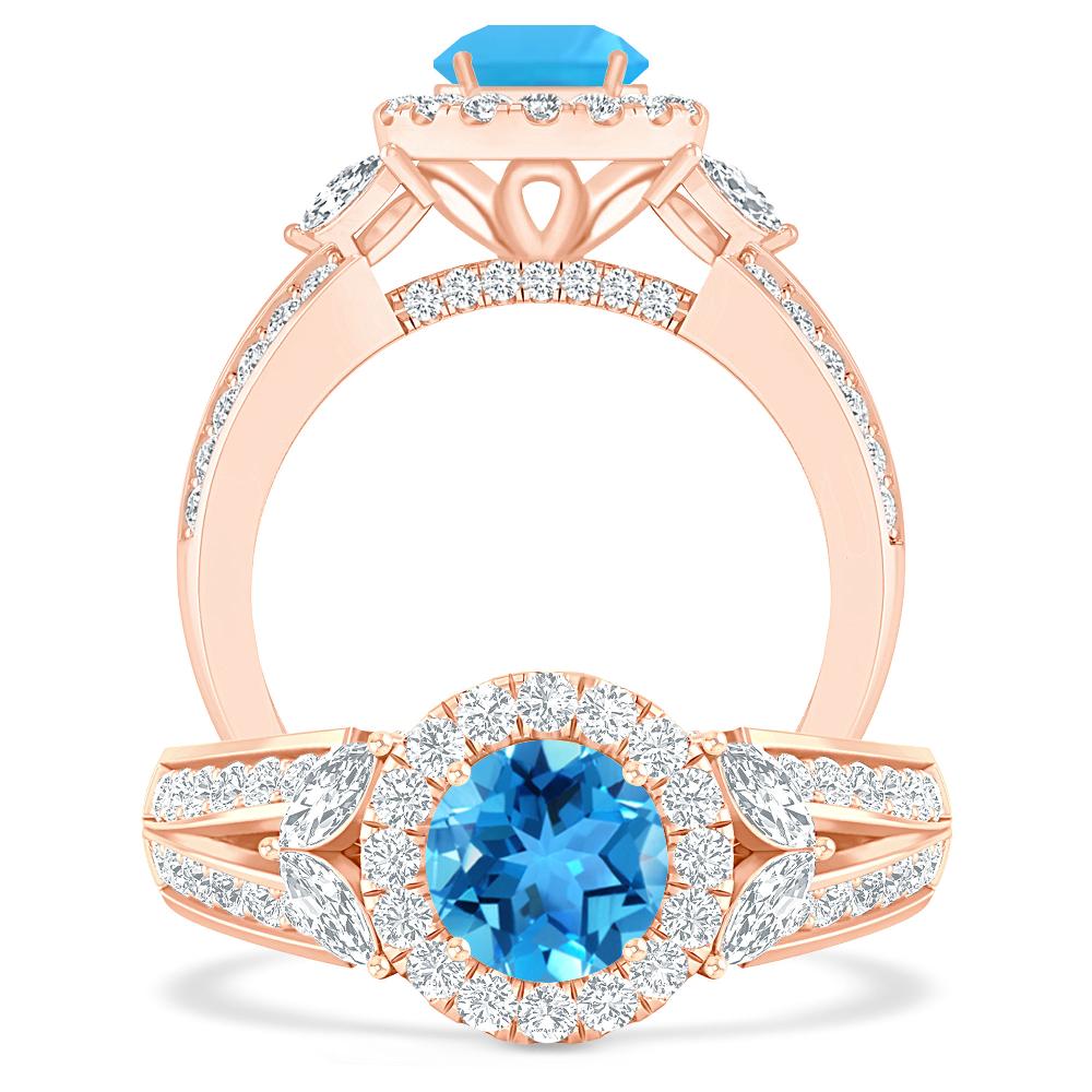 Rose Gold - Blue Topaz