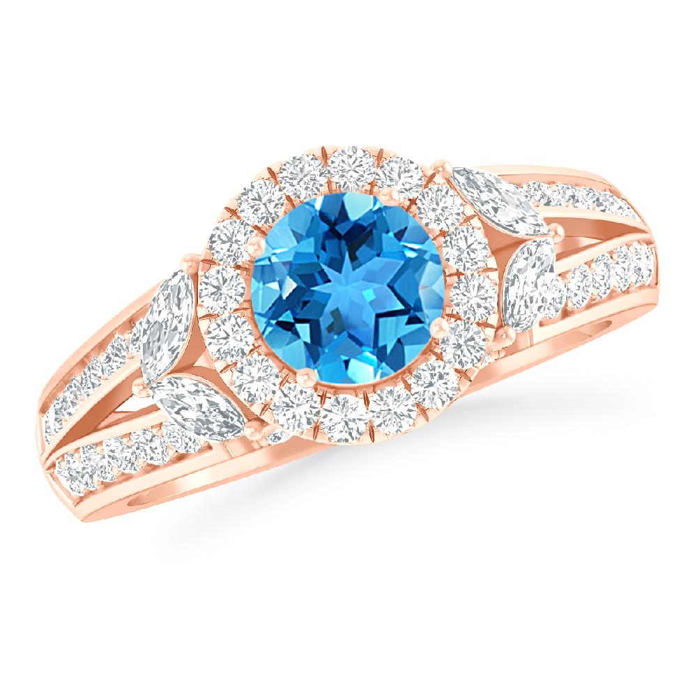 Rose Gold - Blue Topaz