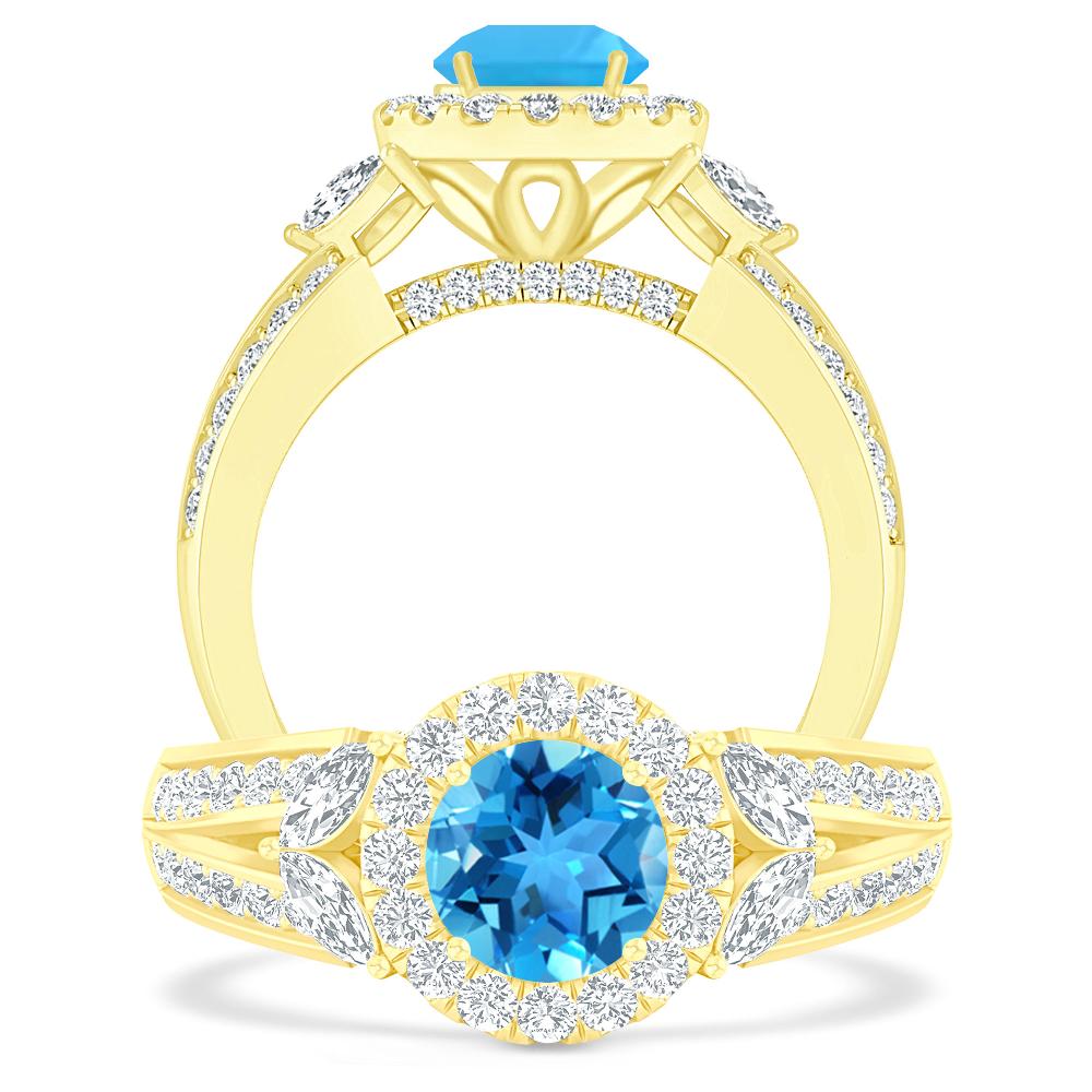 Yellow Gold - Blue Topaz