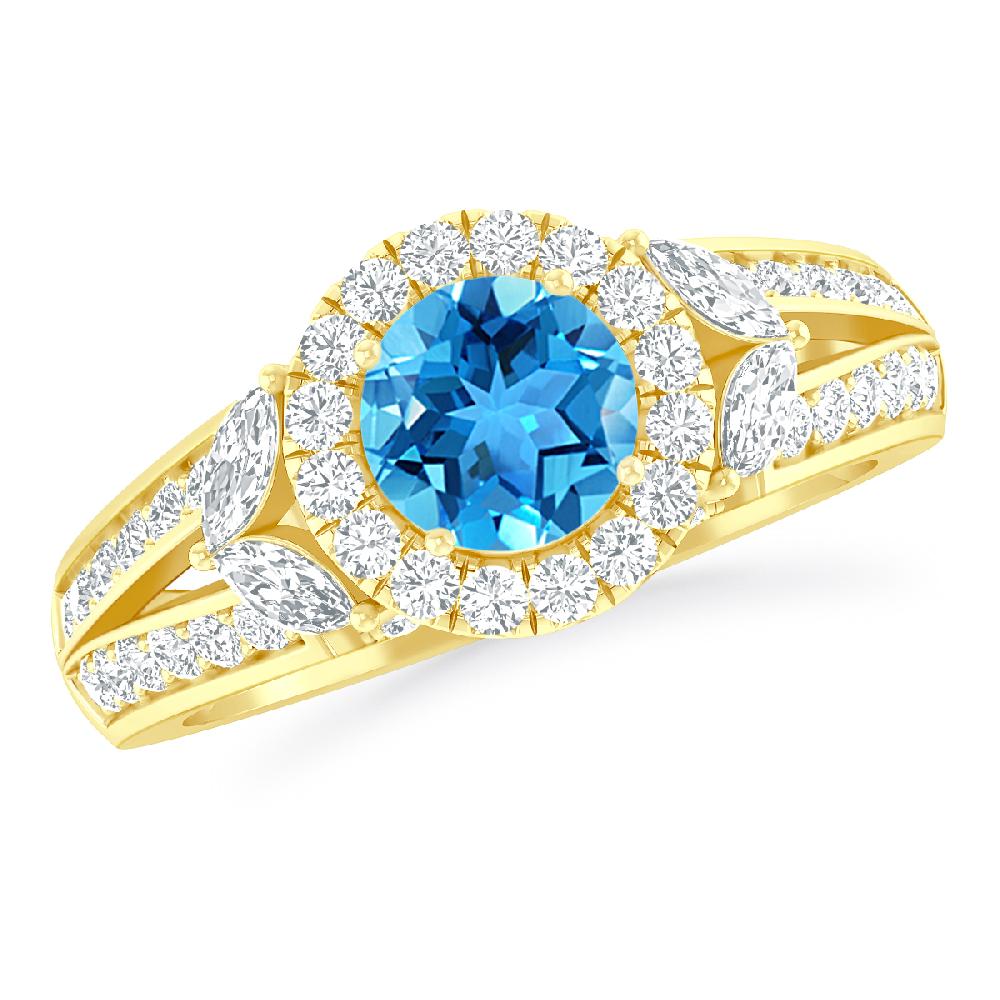 Yellow Gold - Blue Topaz