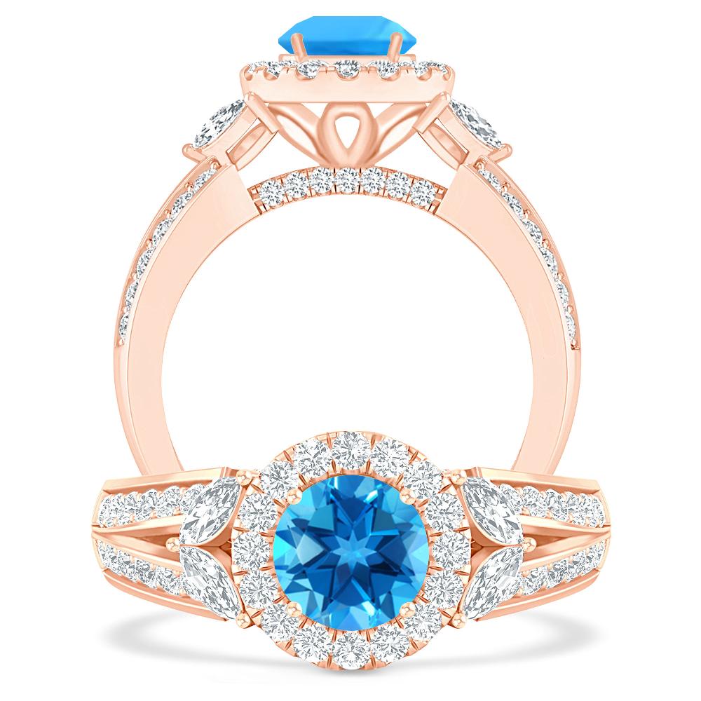 Rose Gold - Blue Topaz
