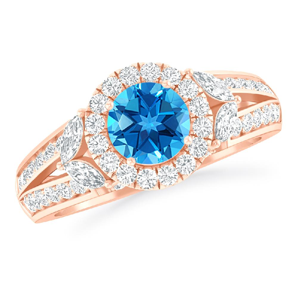 Rose Gold - Blue Topaz