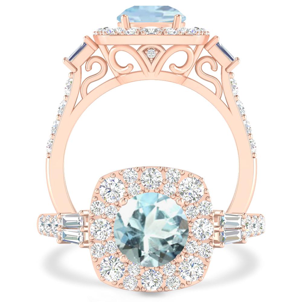 Rose Gold - Aquamarine