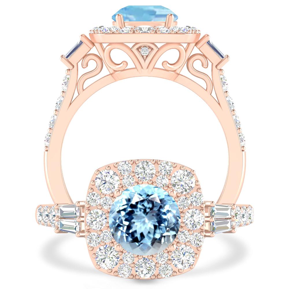 Rose Gold - Aquamarine