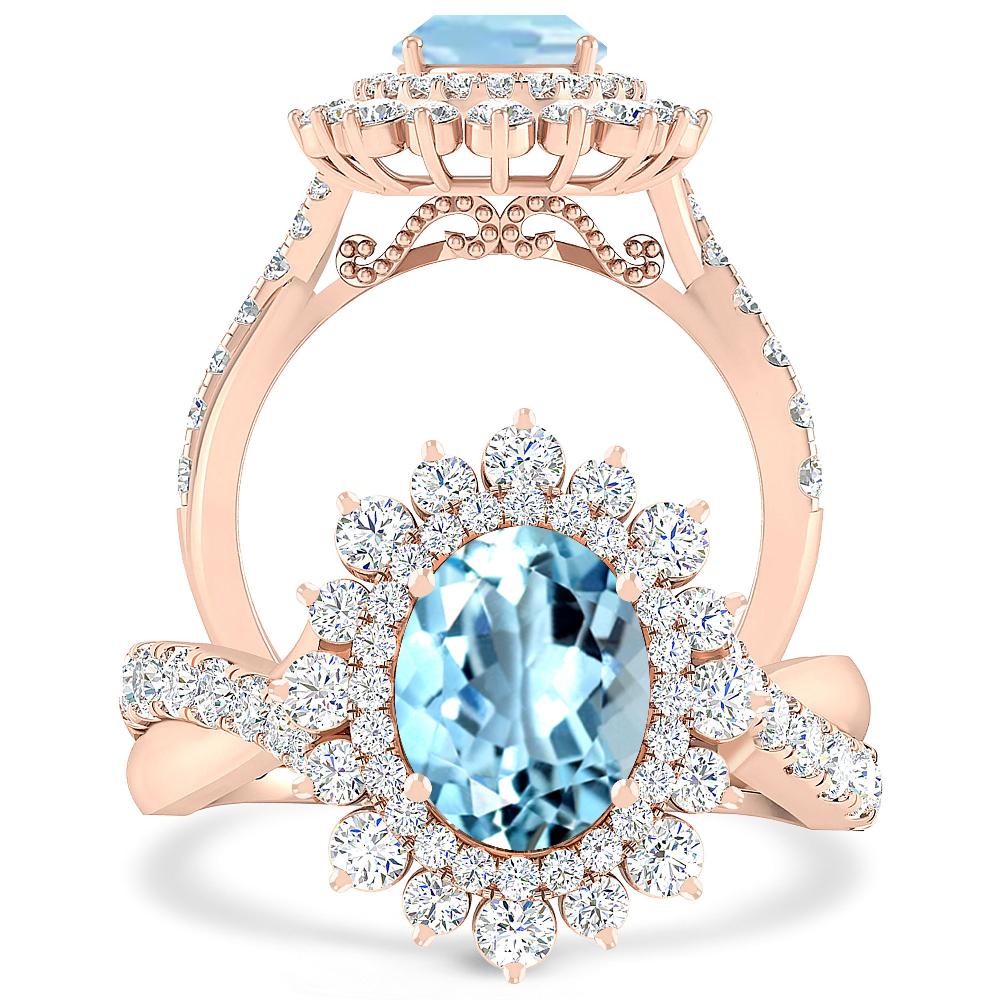 Rose Gold - Aquamarine