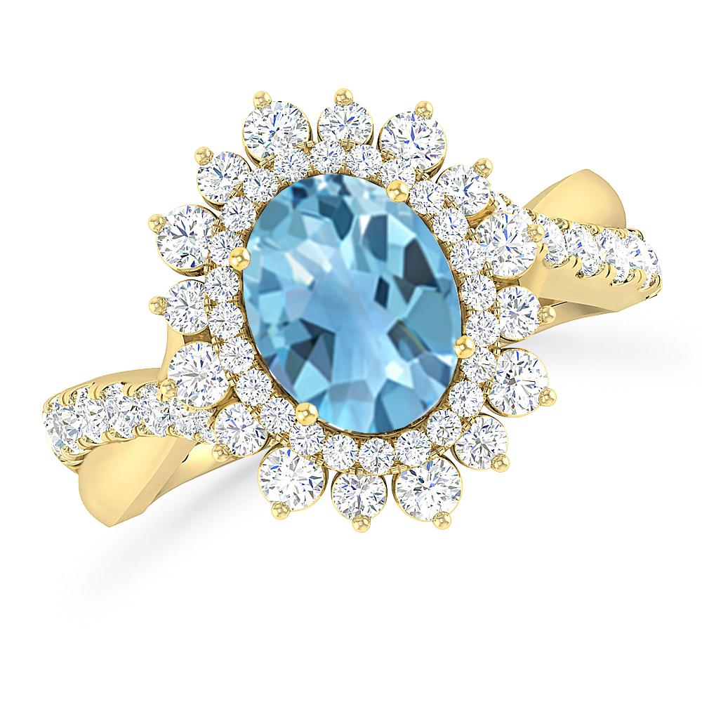 Yellow Gold - Blue Topaz