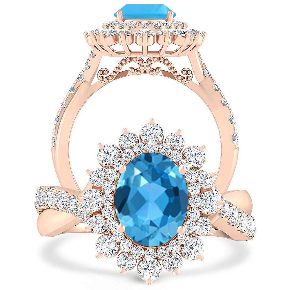 Rose Gold - Blue Topaz