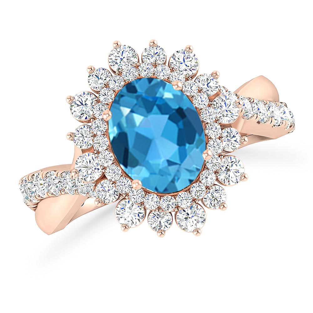 Rose Gold - Blue Topaz