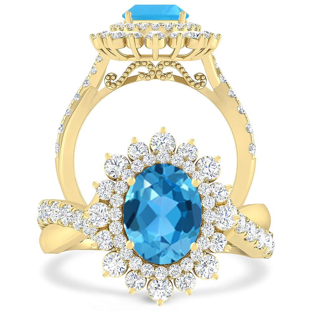 Yellow Gold - Blue Topaz