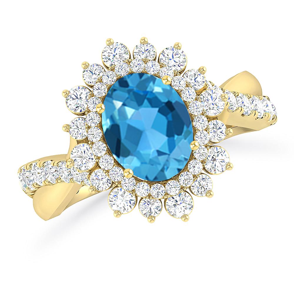 Yellow Gold - Blue Topaz