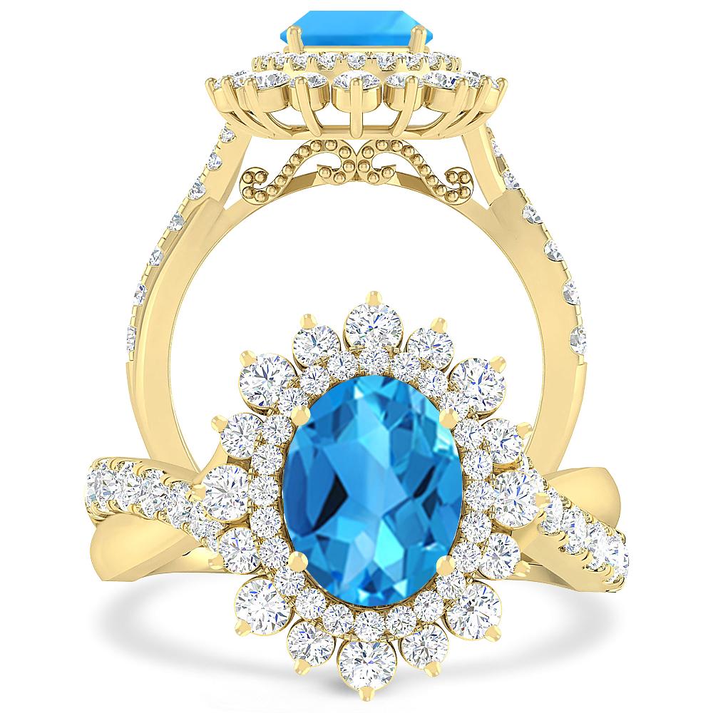 Yellow Gold - Blue Topaz