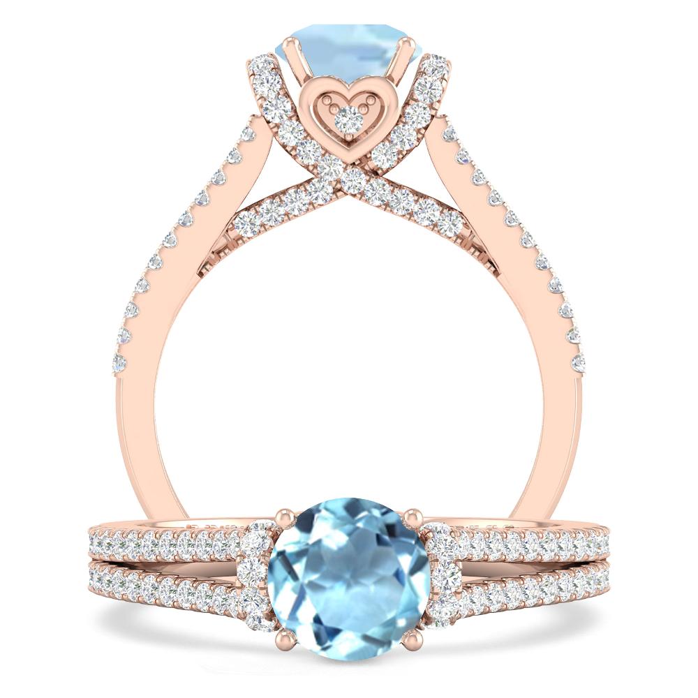 Rose Gold - Aquamarine