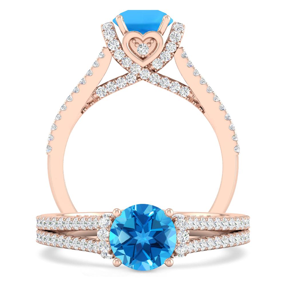Rose Gold - Blue Topaz